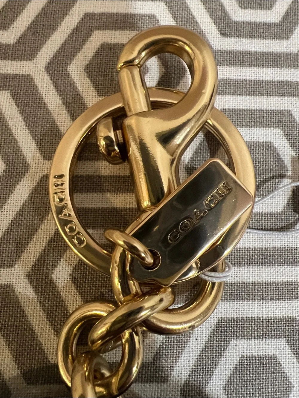 Coach “Bad Girls Club” Leather Circle Key Charm - White & Black